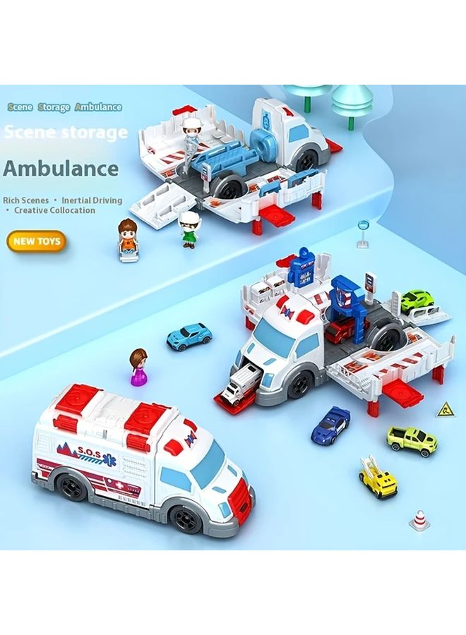 لعبة سيارة إسعاف قابلة للتحويل مجموعة إنقاذ طبي متعددة الوظائف مع شخصيات - Image 4